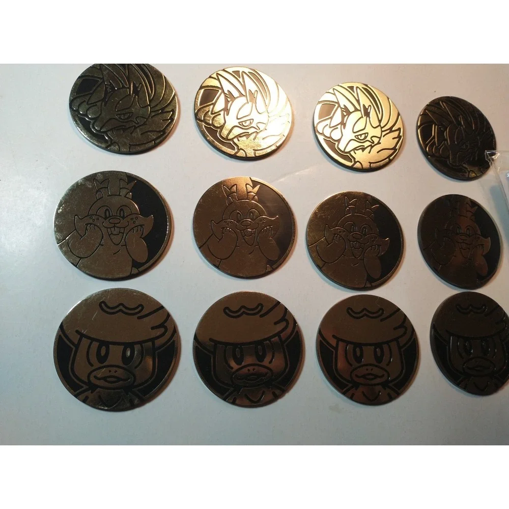 Pokemon TCG Coin Lot Of 12 Tokens Greedent Lucario Quaxly Mini Binder